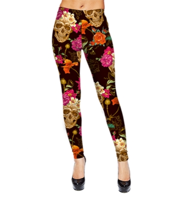 Леггинсы Черепа в цветах