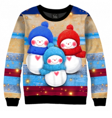 Свитшот Снеговики сердечки