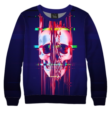 Свитшот Skull glitch art